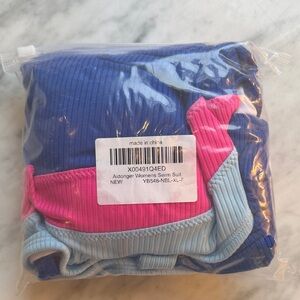 Adongner Women's Blue and Pink One Piece Swimsuit